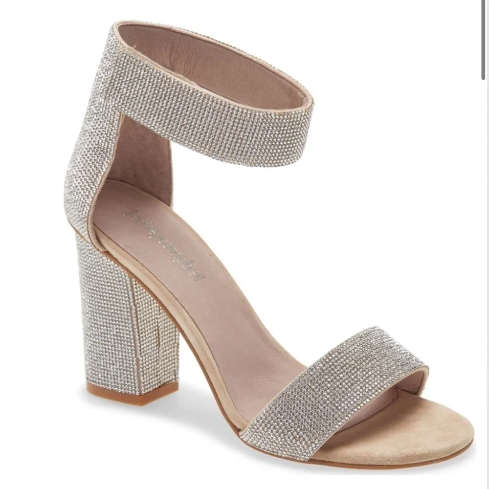 Jeffrey Campbell Kassidy Heels Sparkle Crystals Silver Party Glam NYE Sz 7